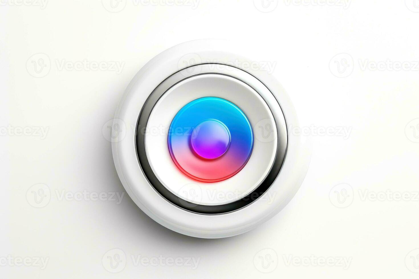 Abstract high tech multicolor button on white background, Generative AI photo