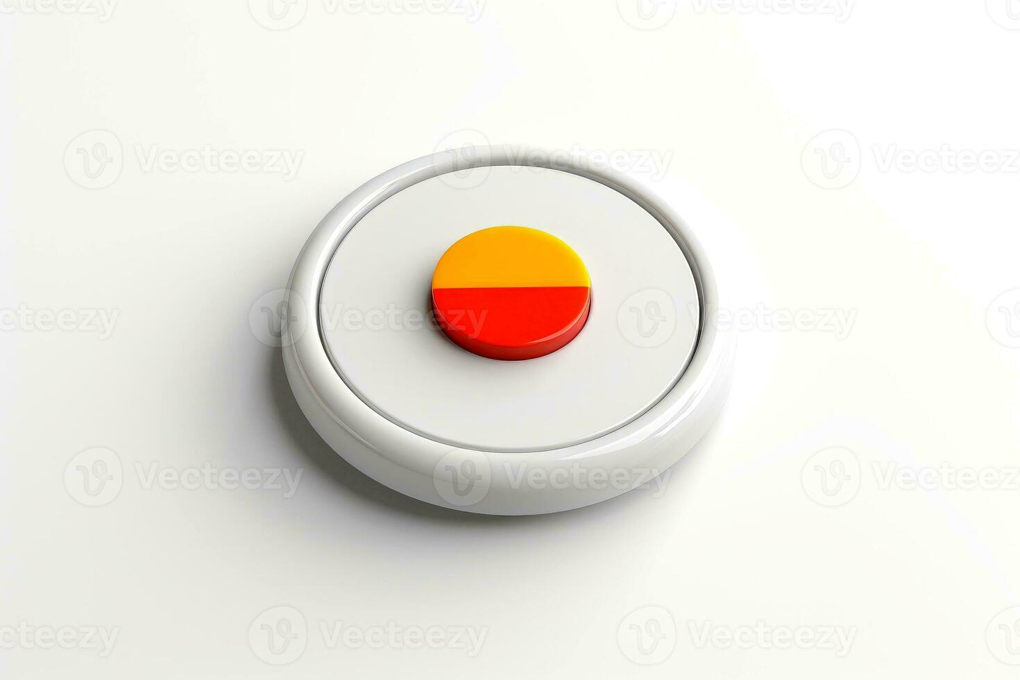 Abstract high tech multicolor button on white background, Generative AI photo