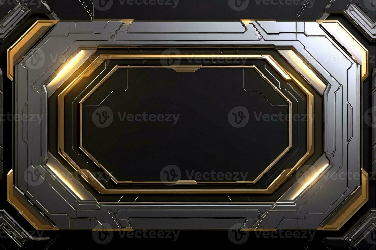 Abstract high tech black border, futuristic technology background, Generative AI photo