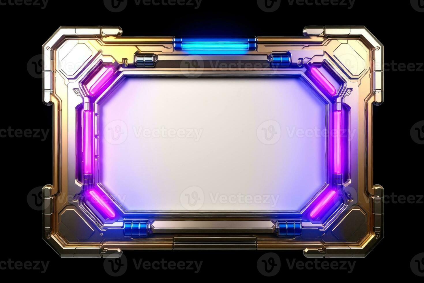 Abstract high tech black border, futuristic technology background, Generative AI photo