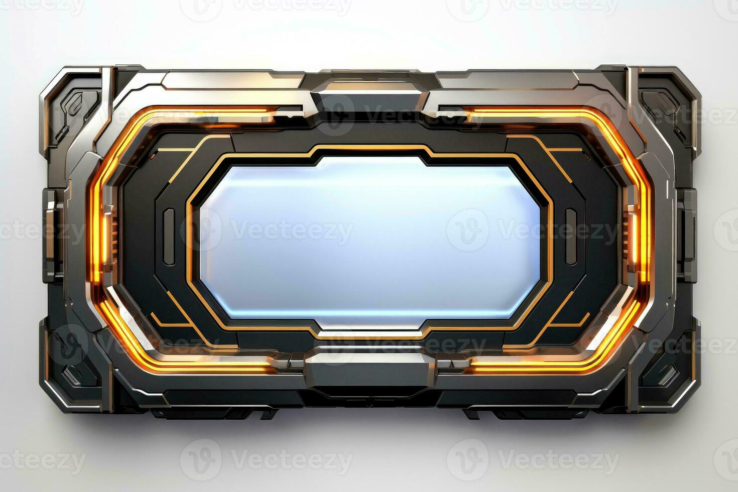 Abstract high tech white border, futuristic technology background, Generative AI photo
