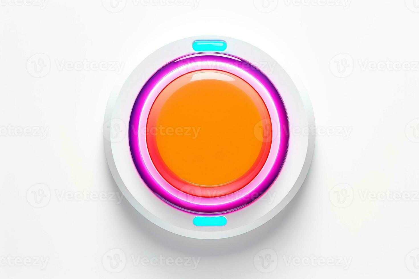 Abstract high tech multicolor button on white background, Generative AI photo