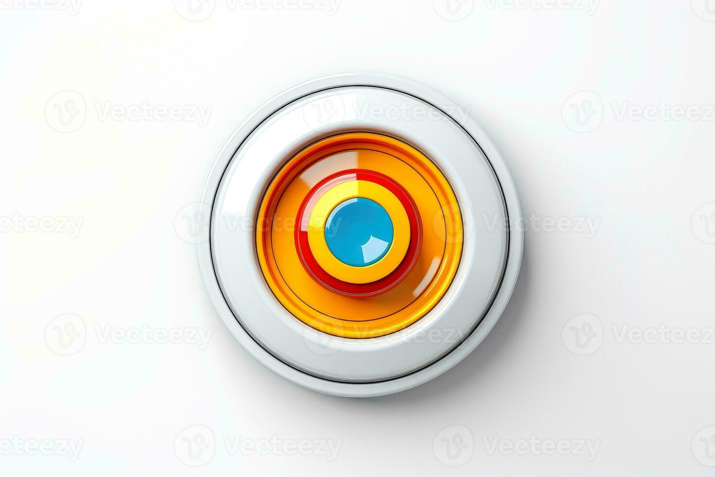 Abstract high tech multicolor button on white background, Generative AI photo