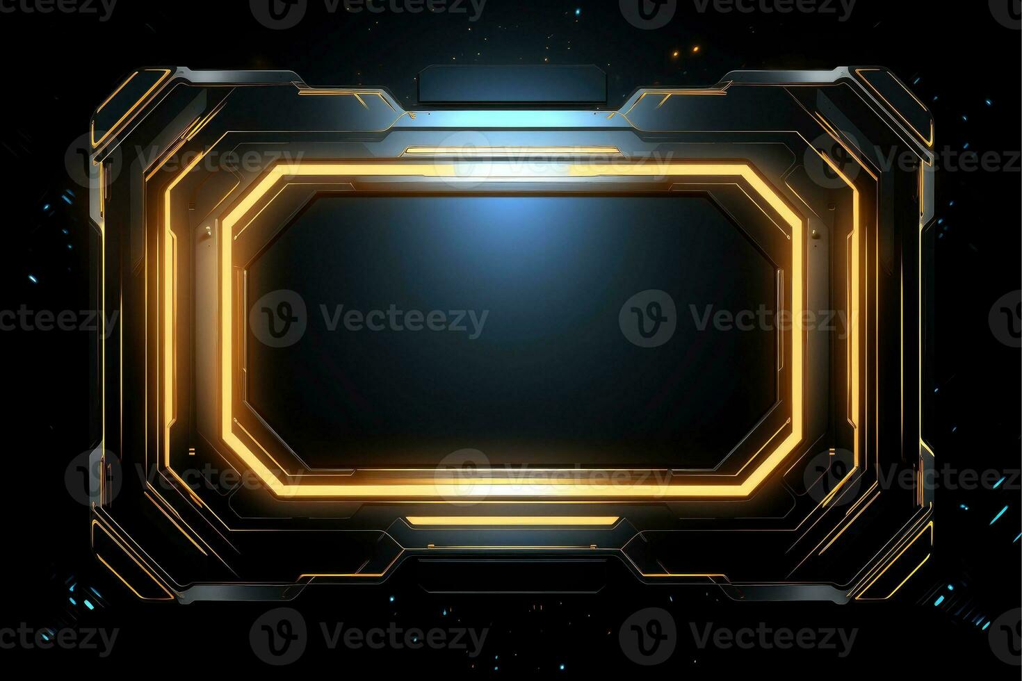 Abstract high tech black border, futuristic technology background, Generative AI photo