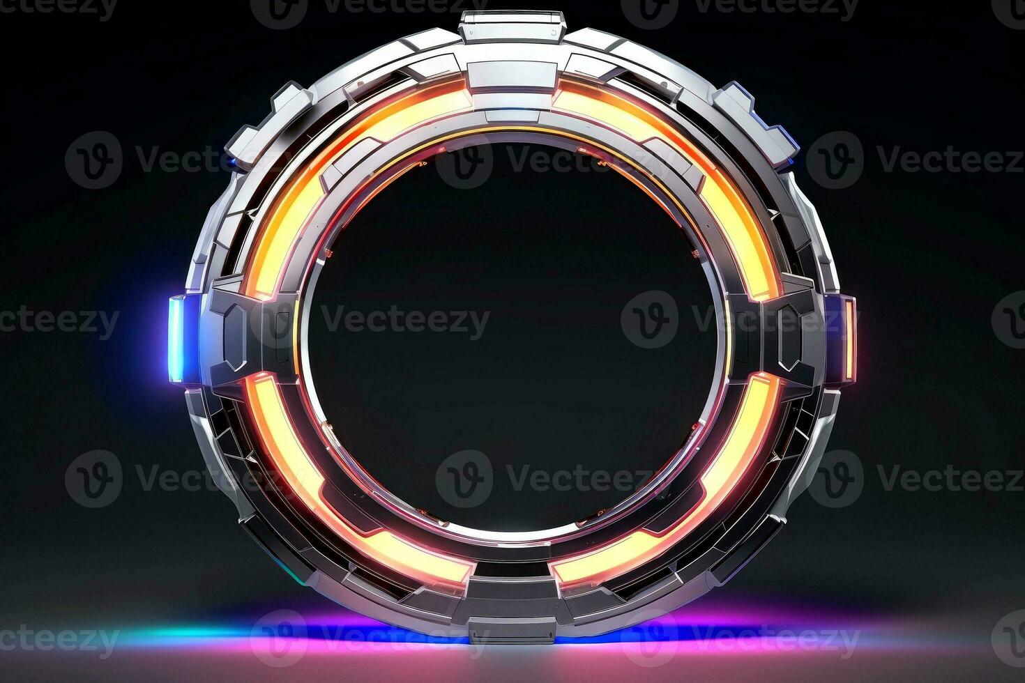Abstract high tech black border, futuristic technology background, Generative AI photo