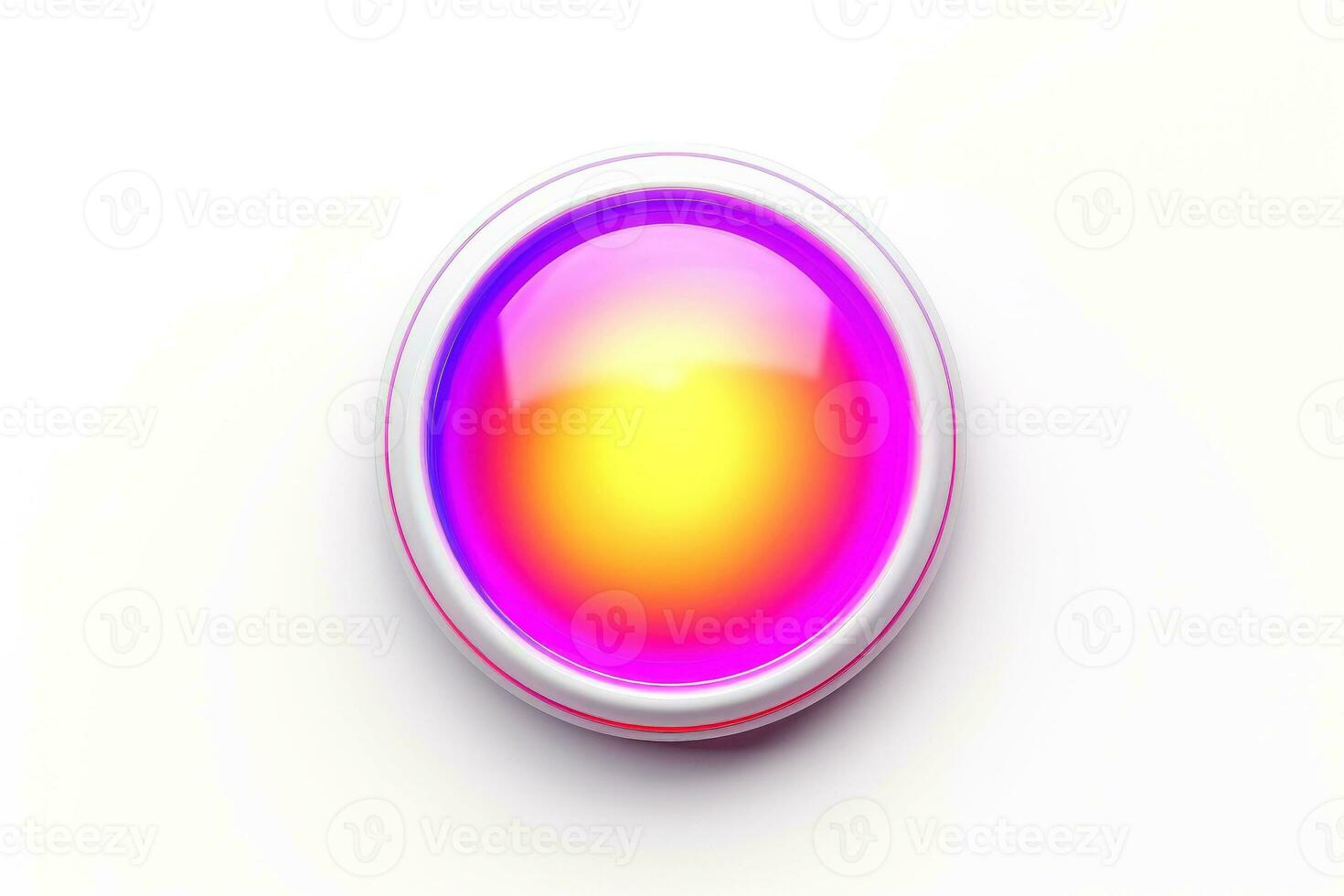 Abstract high tech multicolor button on white background, Generative AI photo