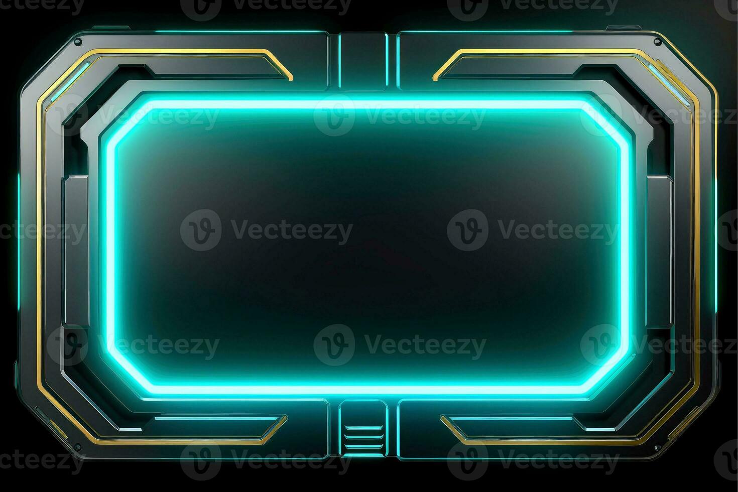 Abstract high tech black border, futuristic technology background, Generative AI photo