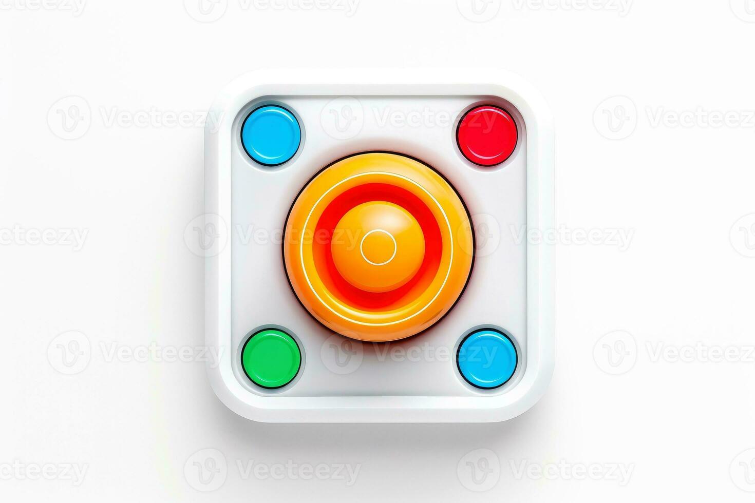 Abstract high tech multicolor button on white background, Generative AI photo