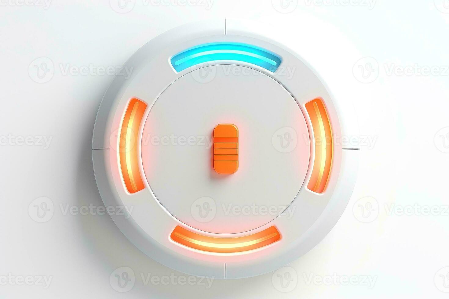 Abstract high tech multicolor button on white background, Generative AI photo