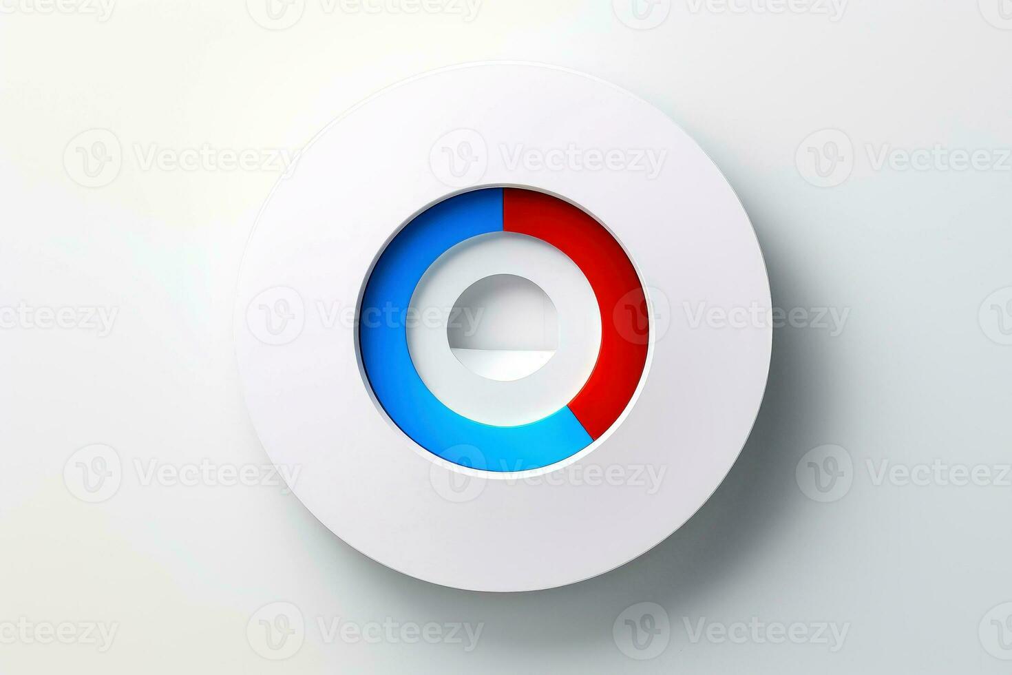 Abstract high tech multicolor button on white background, Generative AI photo