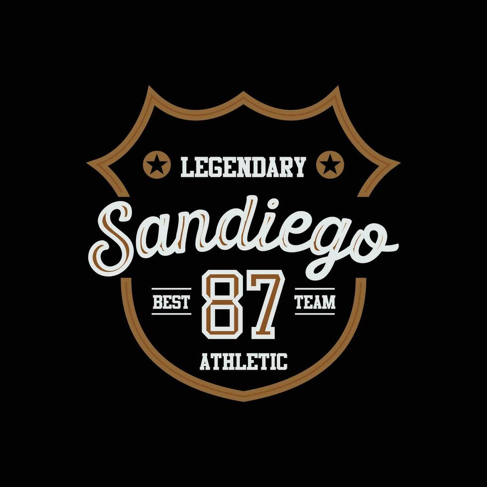 San Diego atlético ilustración tipografía para t camisa, póster, etiqueta, logo, pegatina, o vestir vector