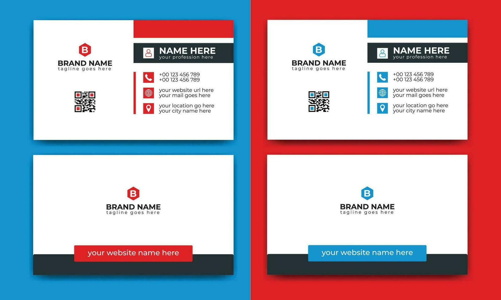 Creative, Corporate and Modern Business Card Template Design Colorful Layout Vector Pro Vector