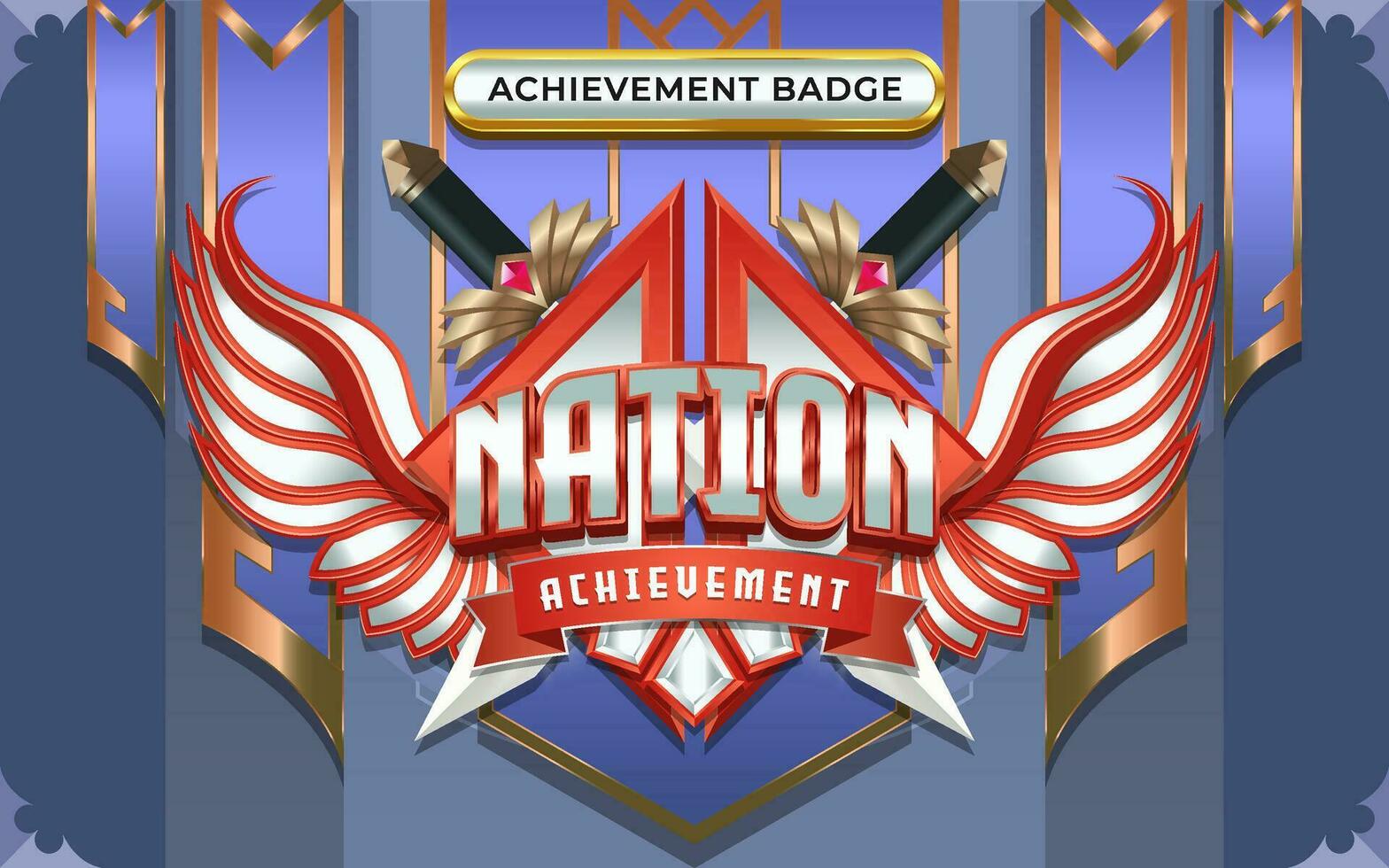 3D Nation Winged Achievement Badge vector