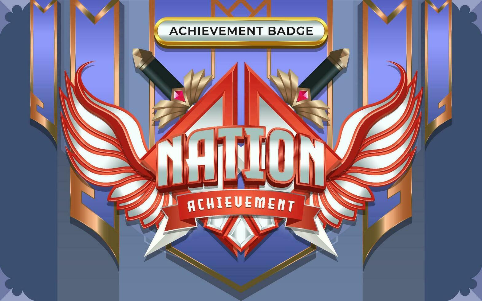 3D Nation Winged Achievement Badge vector