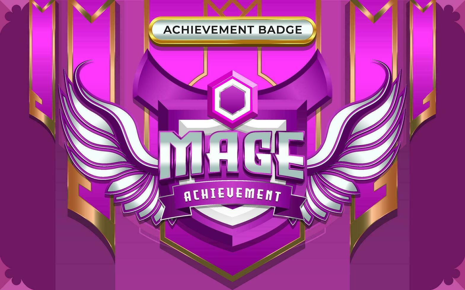 3D Mage Winged Achievement Badge vector