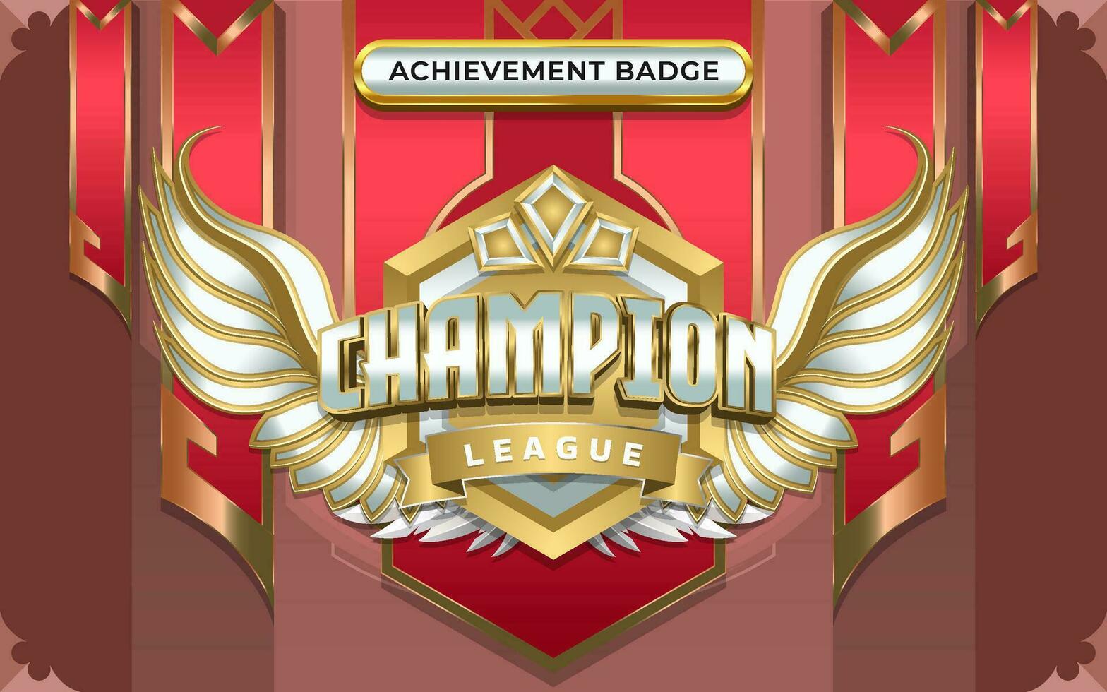 3D Champion Winged Achievement Badge vector