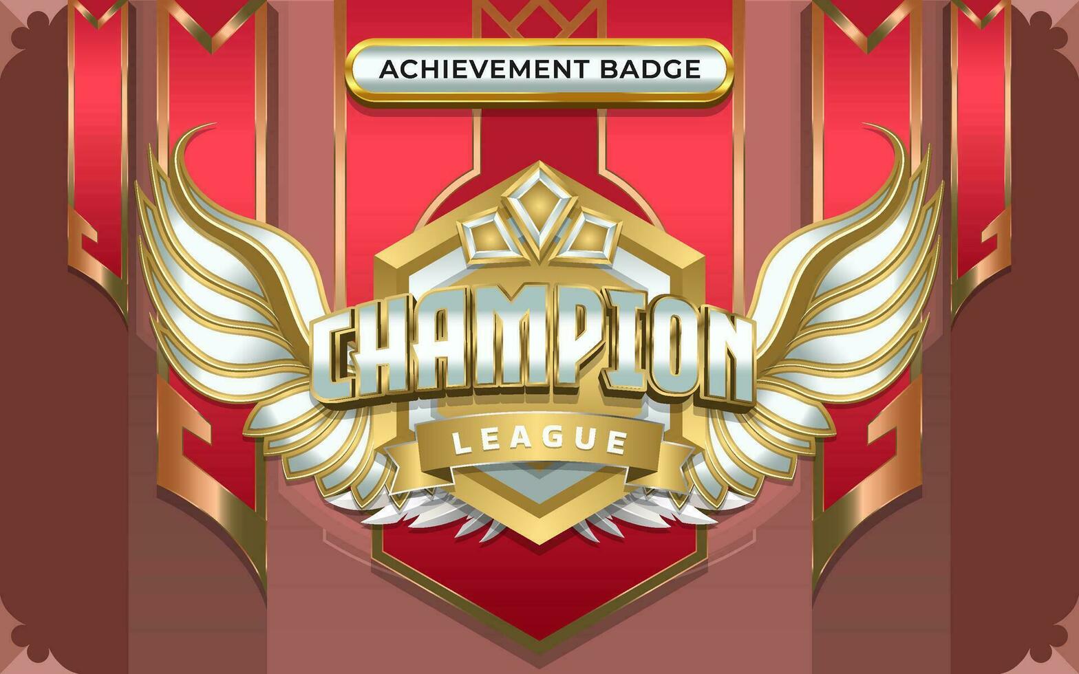 3D Champion Winged Achievement Badge vector