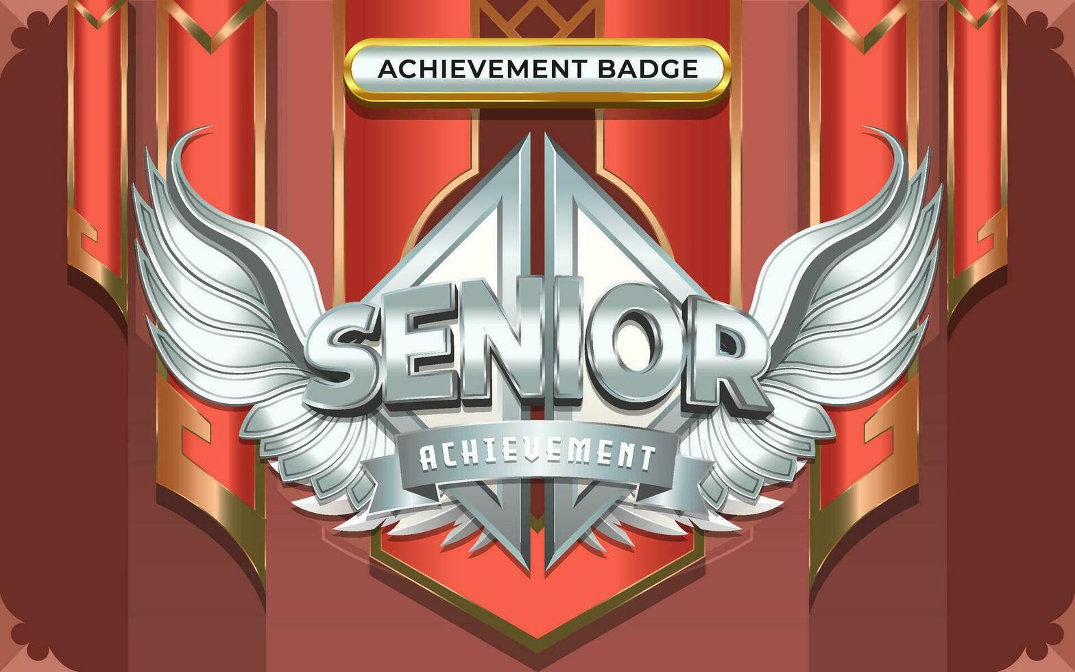 3D Senior Winged Achievement Badge vector