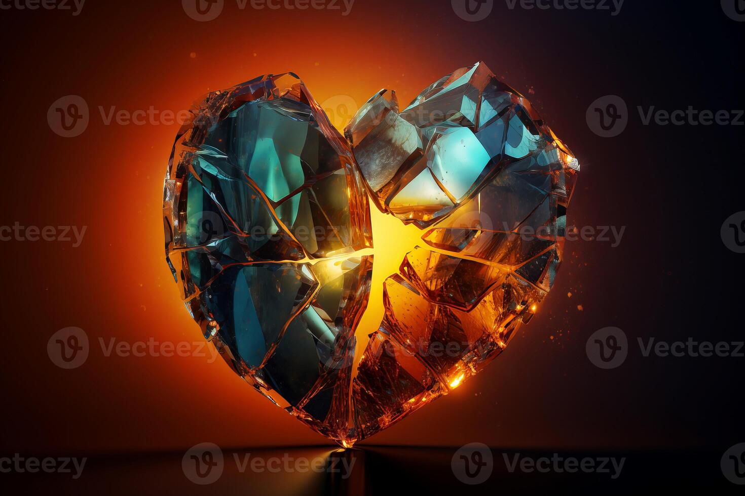 Torn metal heart. Generate Ai photo
