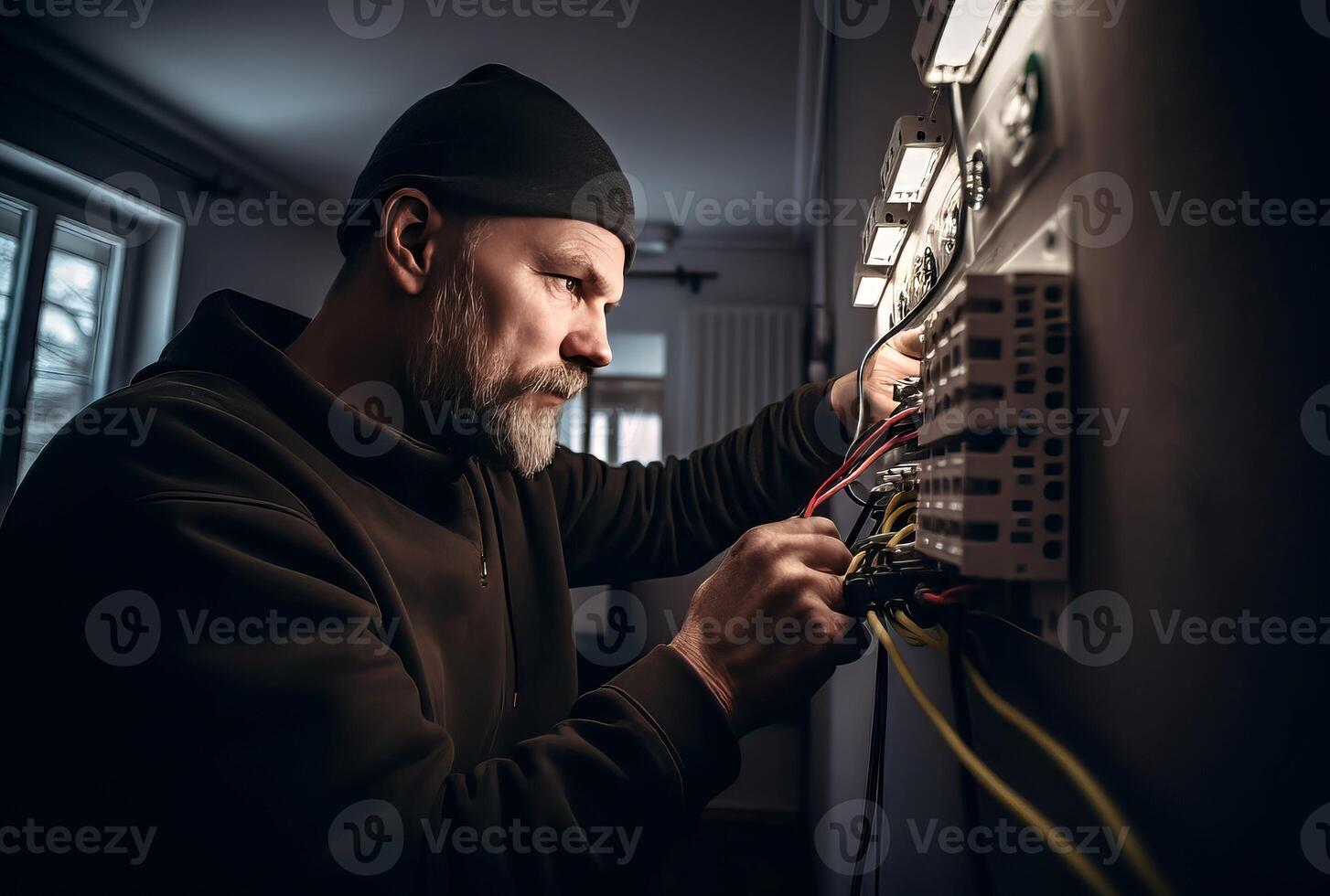 Electrician looks work. Generate Ai 33538737 Stock Photo at Vecteezy