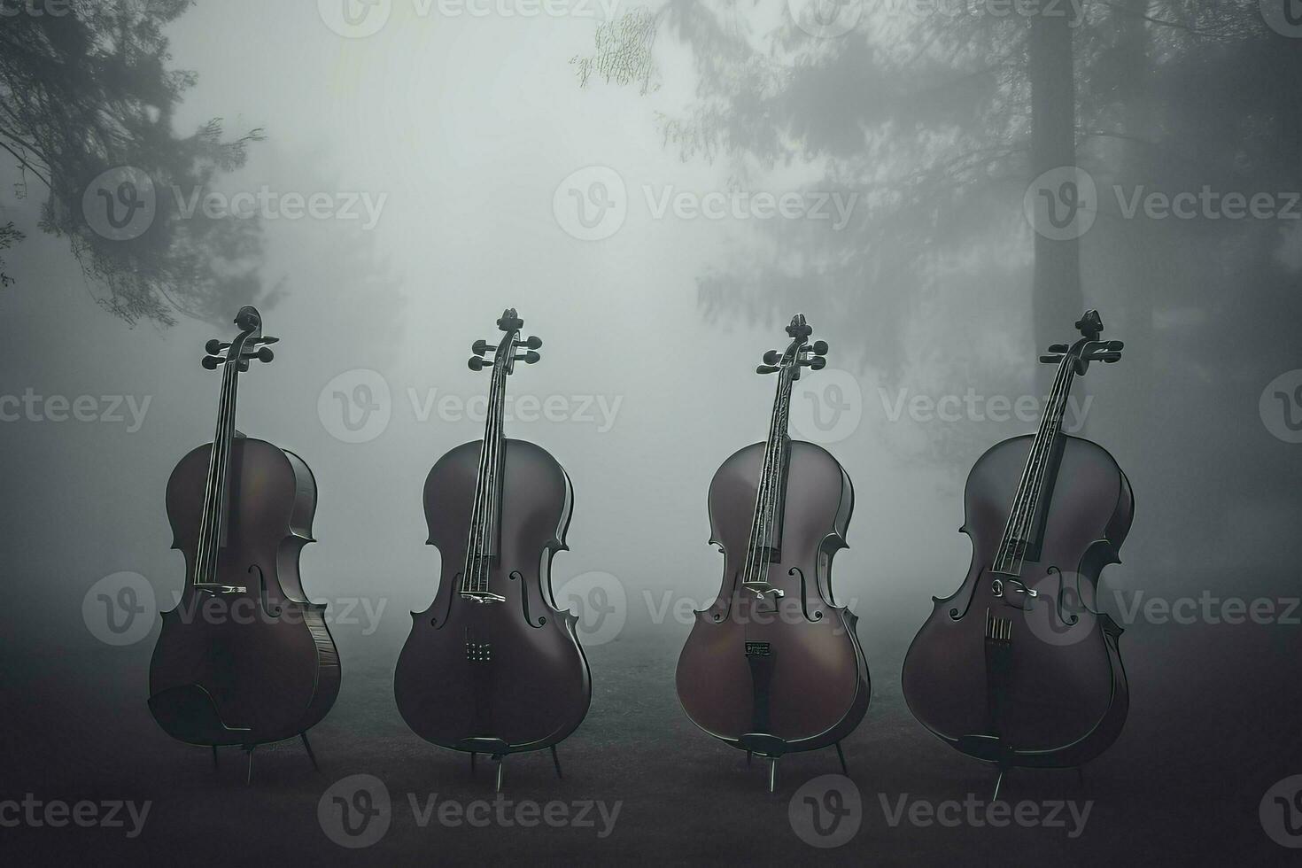 Fog quartet black night. Generate Ai photo