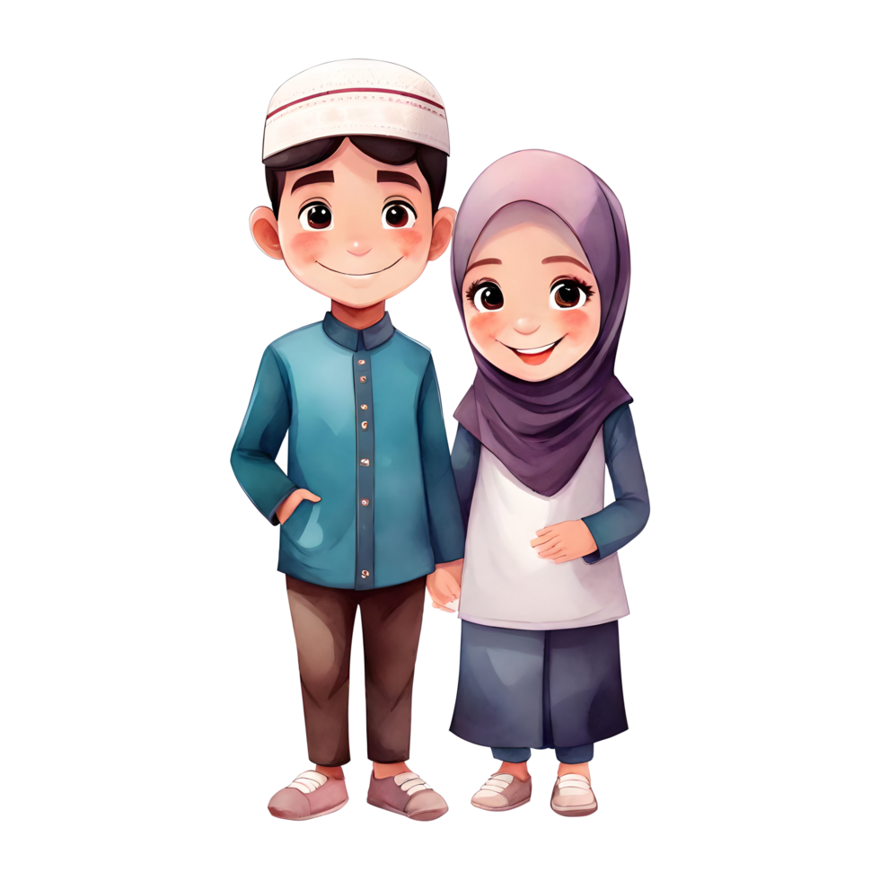 Islamic Cartoon Family Muslim Couple Wedding Isolated Transparent Illustration png