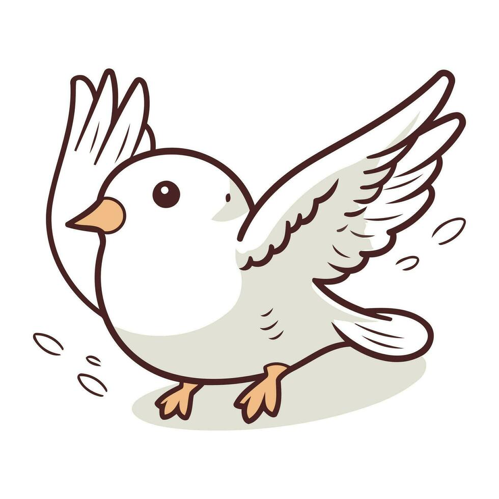 Illustration of a white dove flying in the air with its wings spread vector