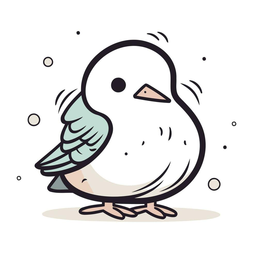 Vector illustration of cute bird. Hand drawn doodle style.