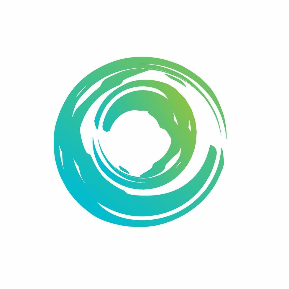 a circular logo with a green and blue swirl vector