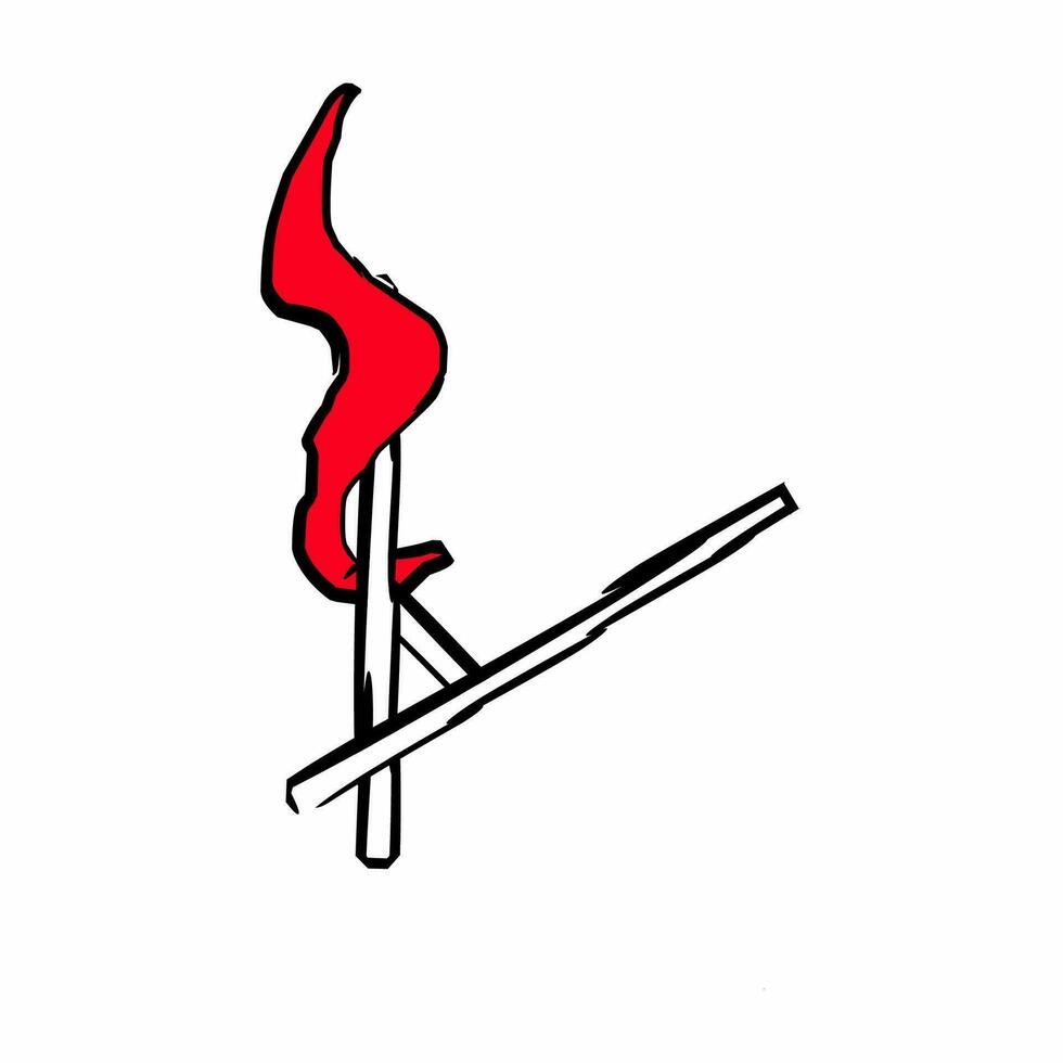 a red fire with a stick in the middle vector