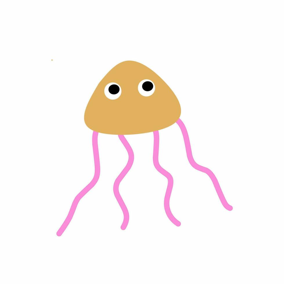 cartoon design of a jellyfish with pink fins vector