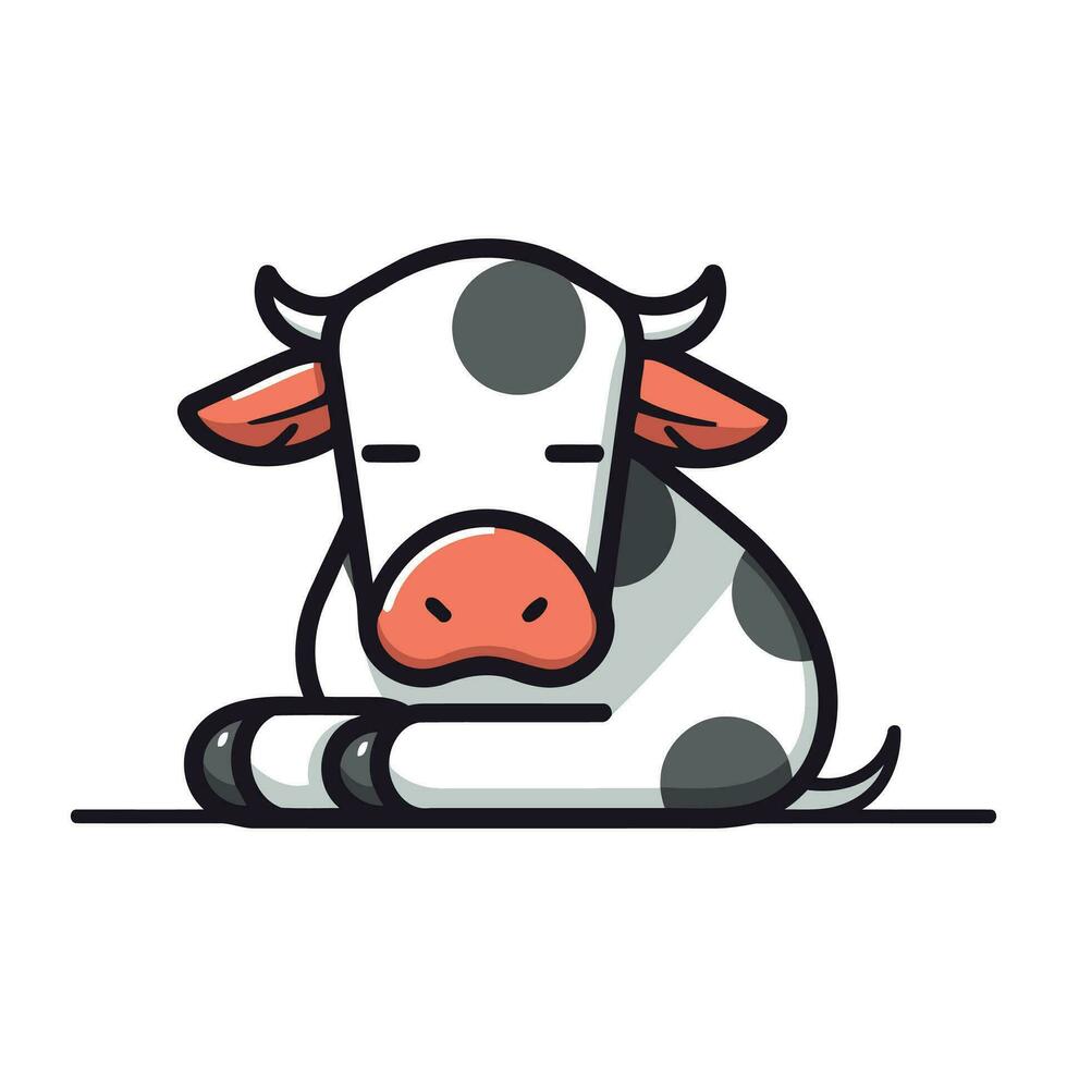 Cute cartoon cow. Isolated on white background. Vector illustration.