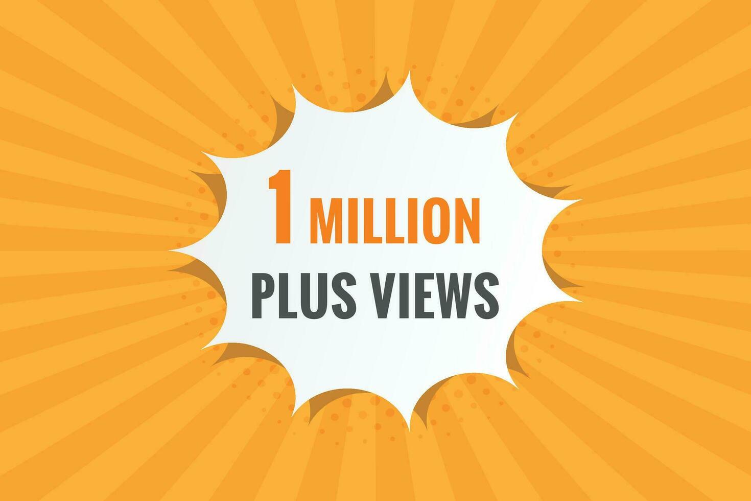 1 Million plus views text web button. 1 Million plus views banner label vector