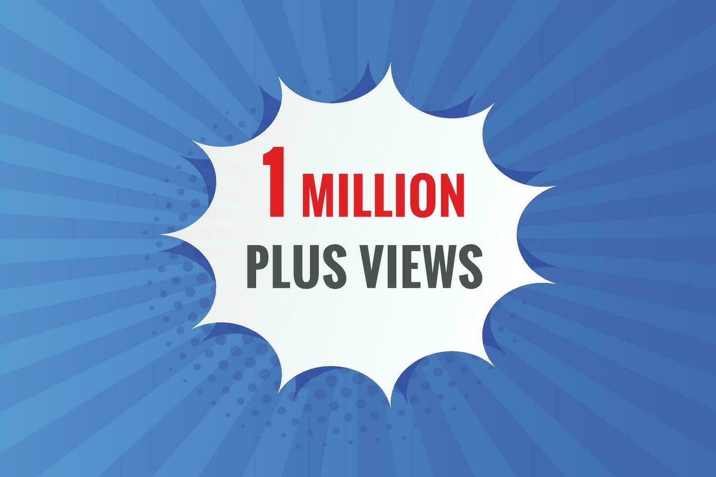 1 Million plus views text web button. 1 Million plus views banner label vector