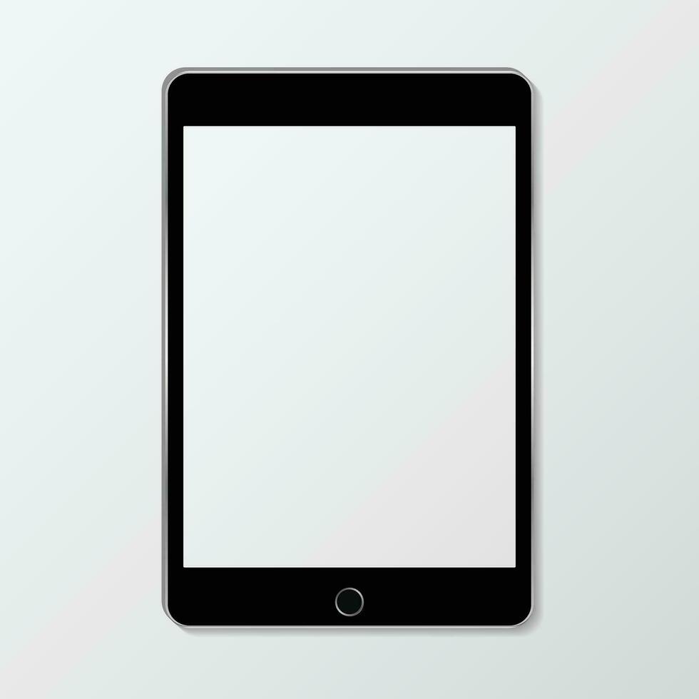 Digital tablet with blank screen on pastel color background, flat lay photo vector