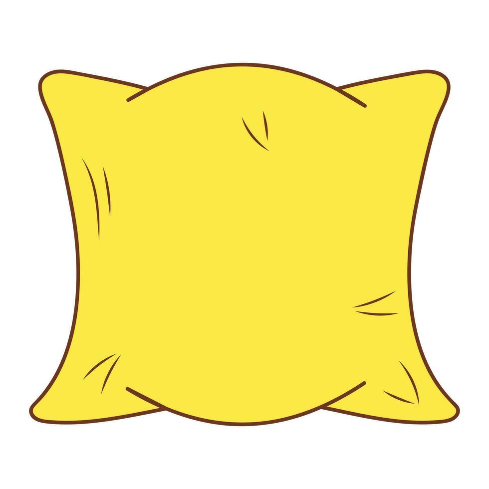 Pillow. Classic feather, bamboo eco fabric. Cozy hand drawn feather orthopedic pillow. Color doodle icon. vector