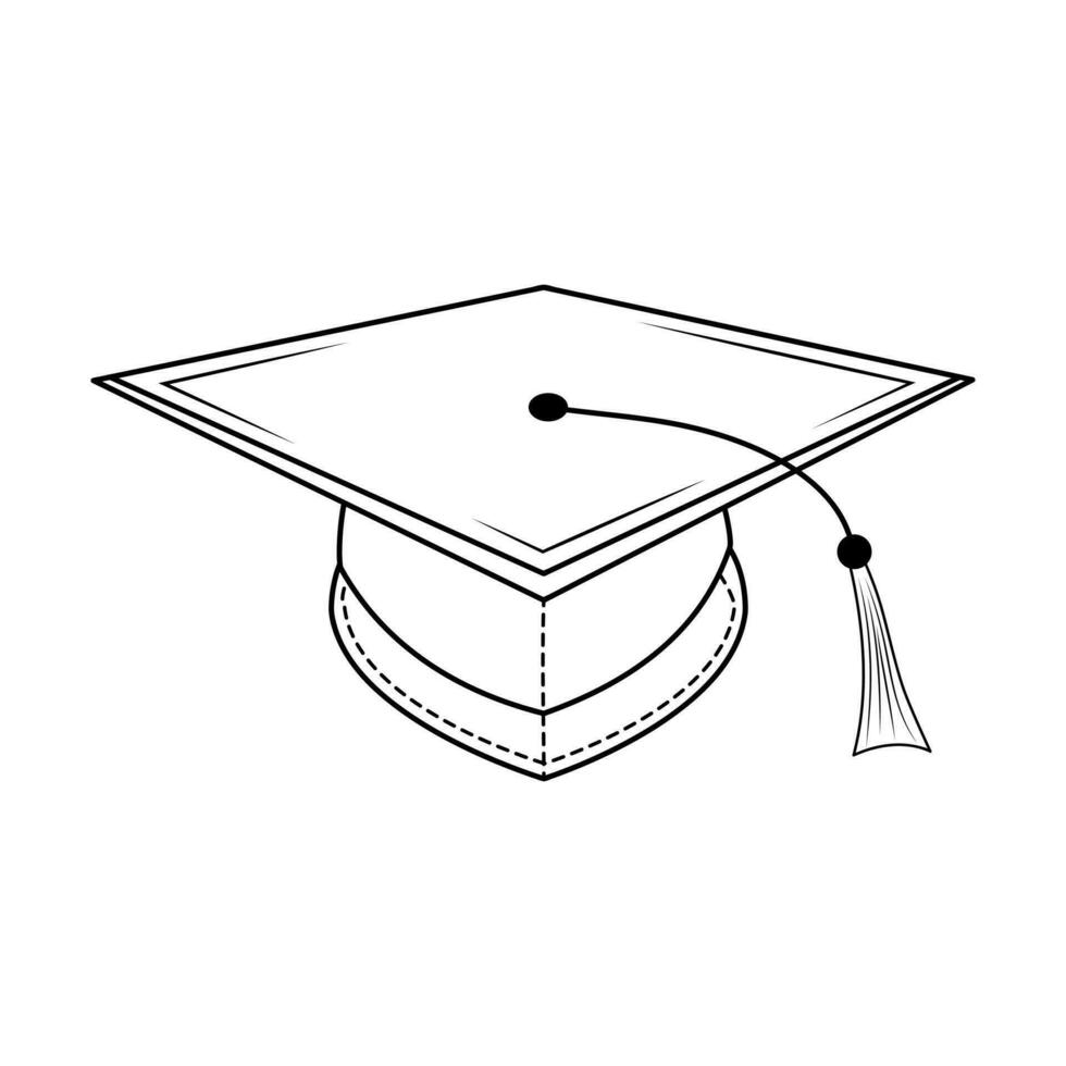 Graduation hat. Linear icon. Graduate college, high school or university cap. Education, degree, ceremony concept. vector