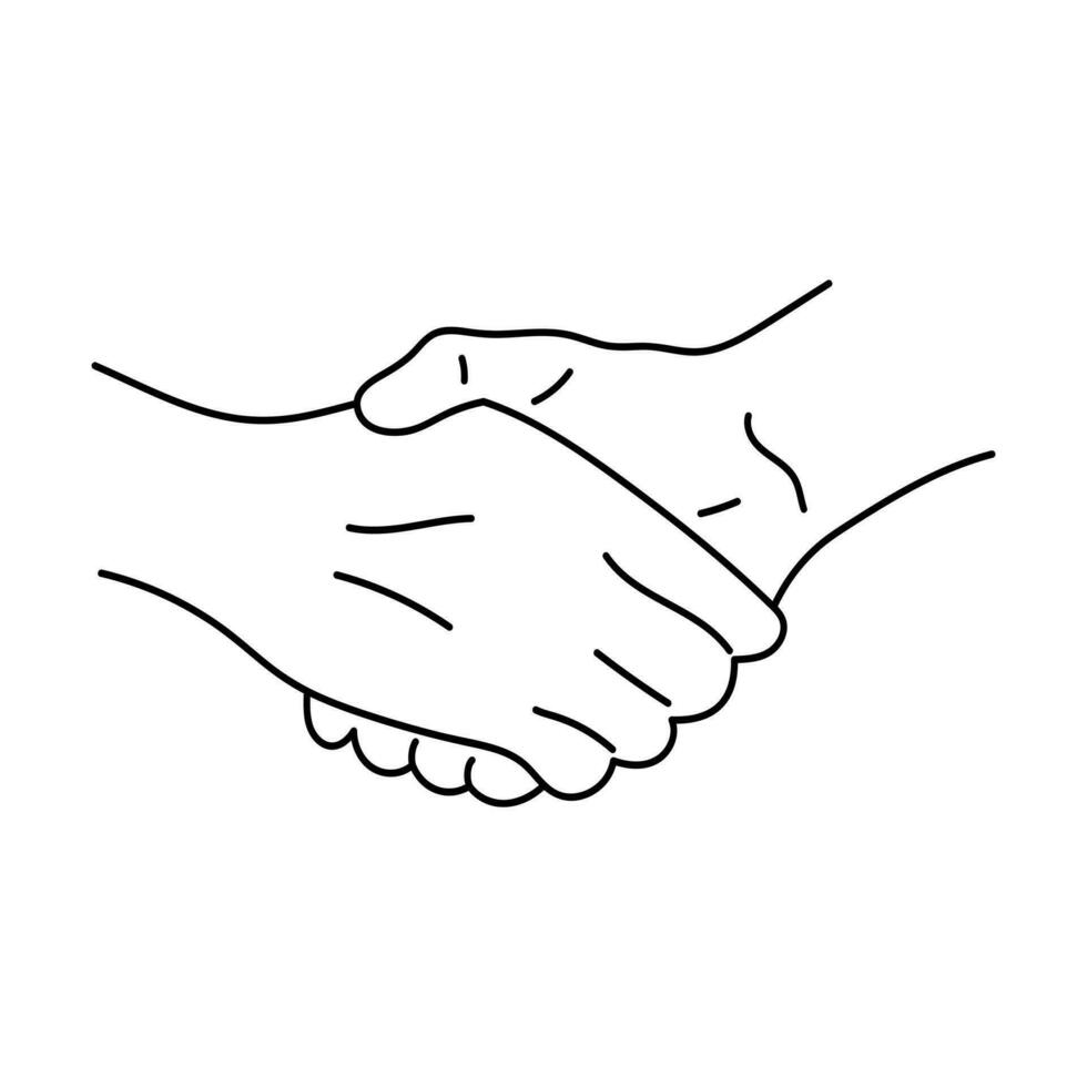 Handshake line art icon. Business agreement, introduction, successful deal, partnership concept. vector
