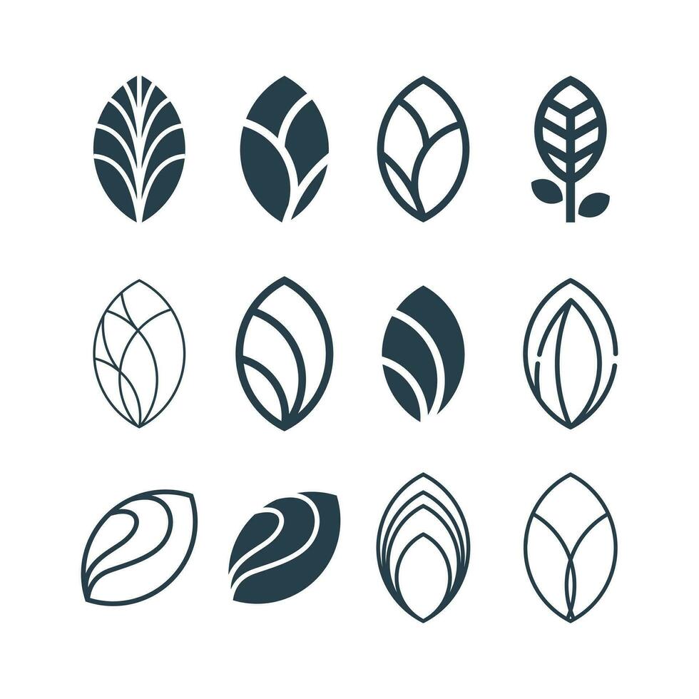 Set of leaf design with creative modern element idea concept and icon vector