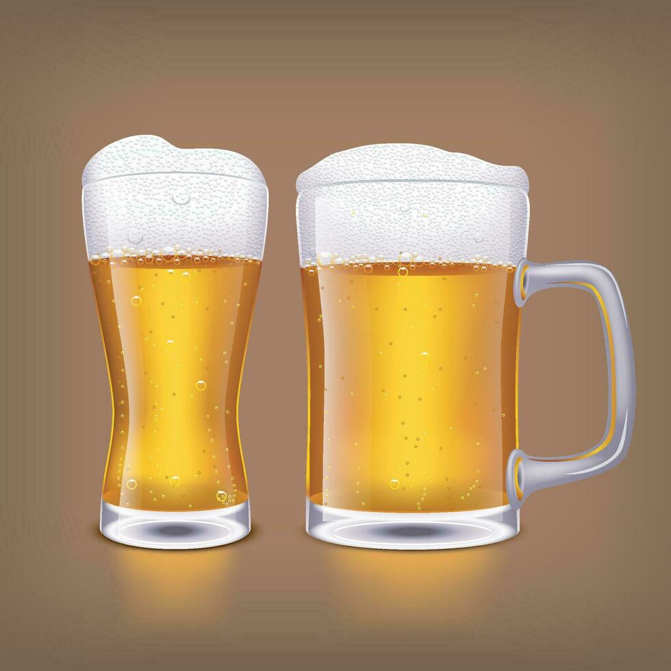 beer glass on brown vector