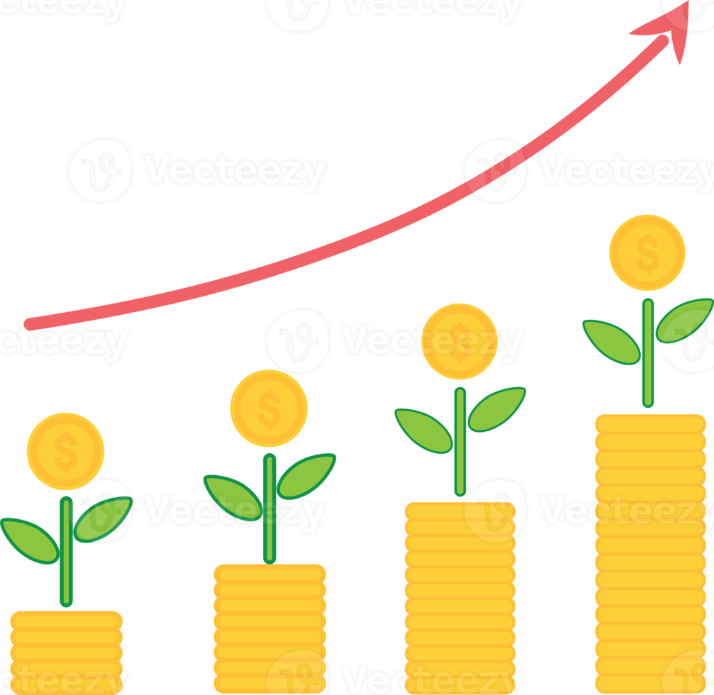 Graph with arrow going up, Transparent background png