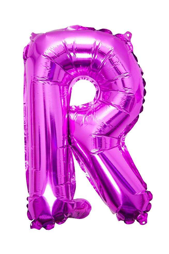 R baloon capital alphabet chrome pink fanta shining with white background photo