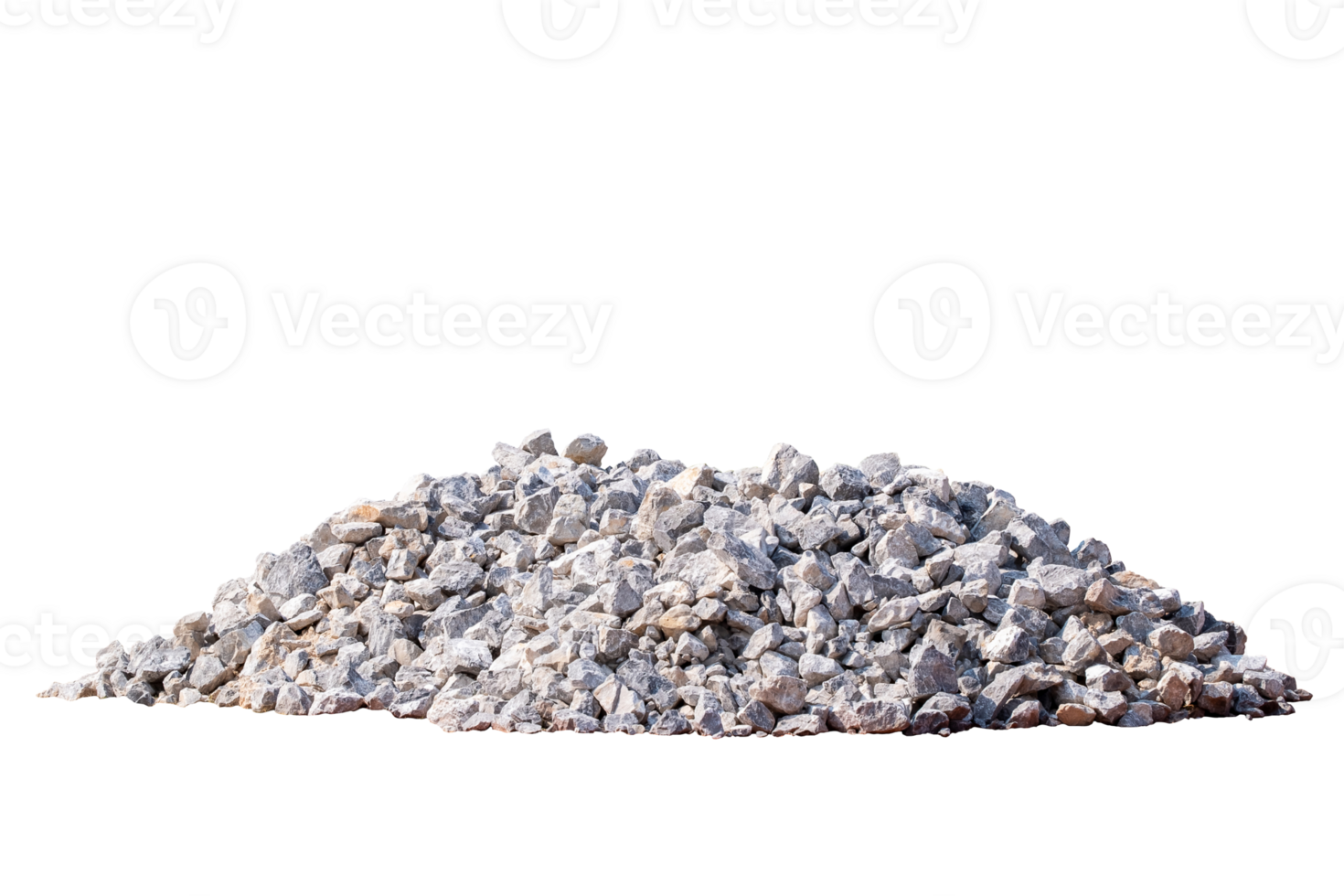 Piles of gravel limestone rock for construction site, isolated on transparent background, big size of rock, PNG File