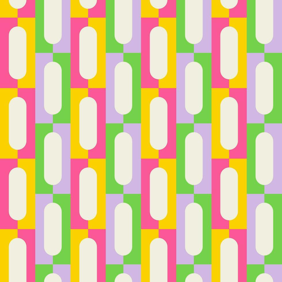 Essential geometric printable seamless pattern with abstract Minimal elegant line form stroke shapes in vibrant colors. Modern simple background in minimalist mid century style vector wall art