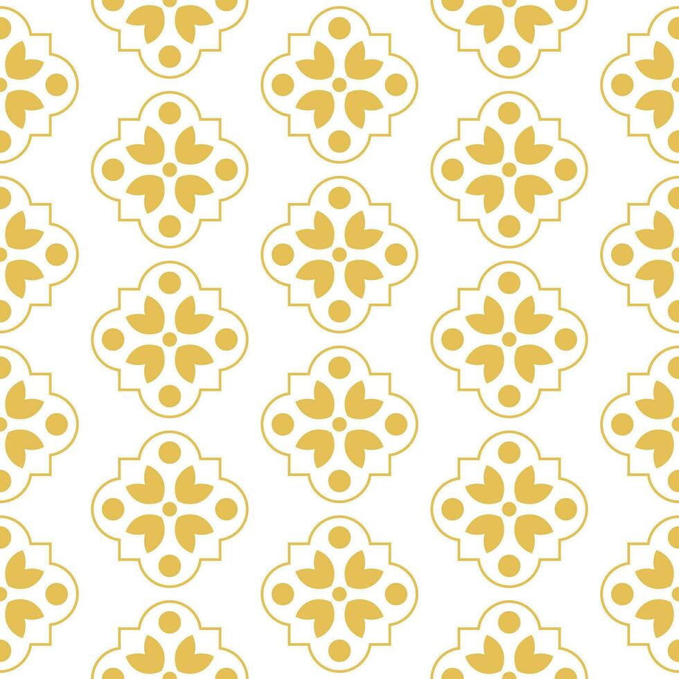 Arabic geometric mosaic printable seamless pattern with abstract Moroccan print in blue and orange colors. Ramadan Kareem Traditional Islamic art Illustration background vector