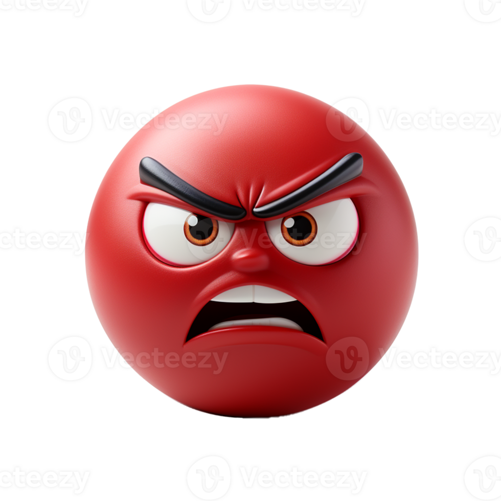 AI Generative 3d angry emoji on transparent background png