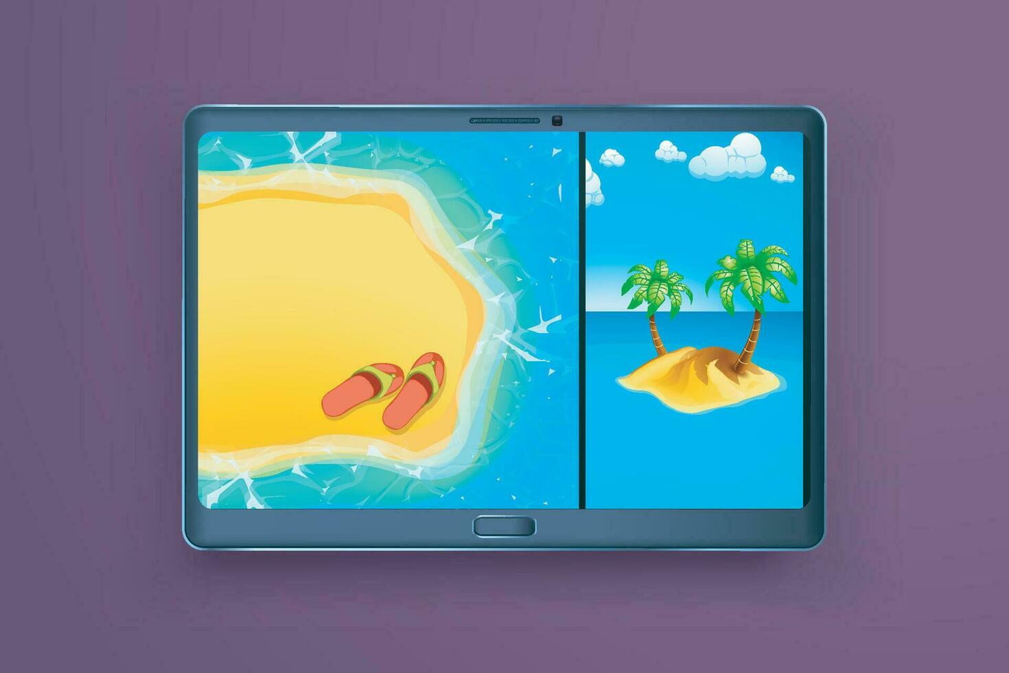 island images on tablet vector