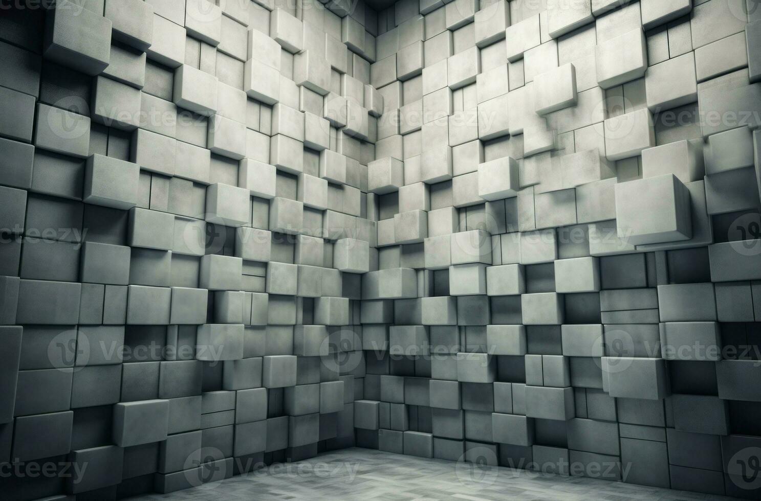 Square blocks room wall. Generate Ai photo