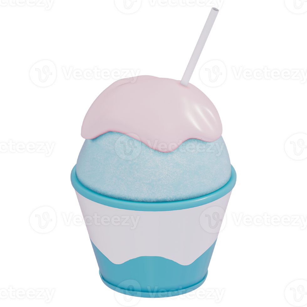 Japanese dessert kakigori , shaved ice , 3d rendering on a transparent background png
