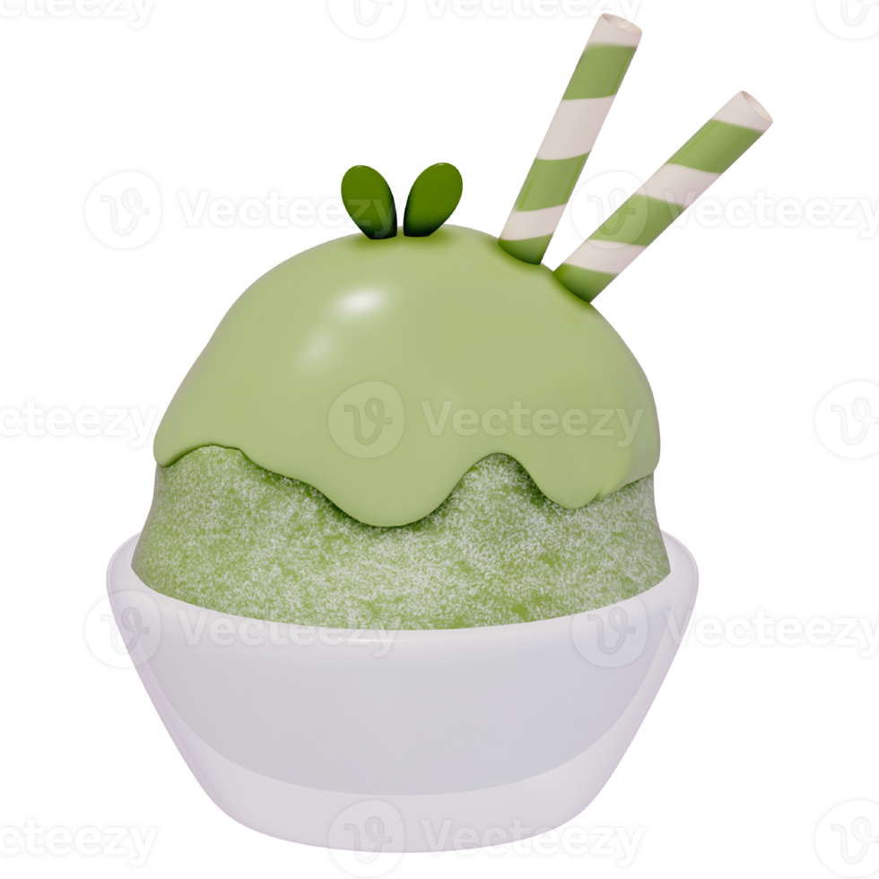Japanese dessert kakigori , shaved ice , 3d rendering on a transparent background png
